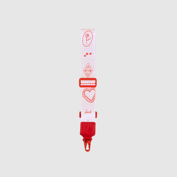 "LOVED" Red and Pink Gingham Bag Strap / Camera Strap